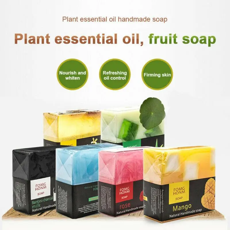 

Handmade Natural Fruit Soap Moisturizing Rose Bamboo Charcoal Hydrating Exfoliating Hand Washing Cleansing Soap Bath Soap Savon