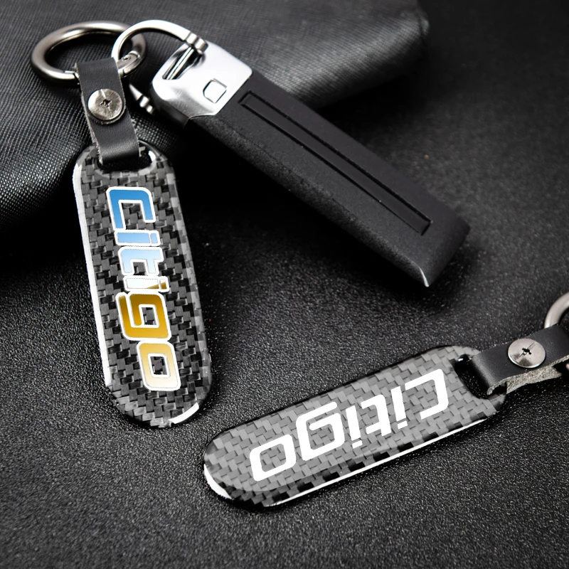 

Support personalized custom carbon fiber nameplate metal keychain for skoda citigo