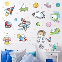 cartoon space astronauts wall stickers for kids childrens room bedroom decoration wallpapers removable vinyl wall decals