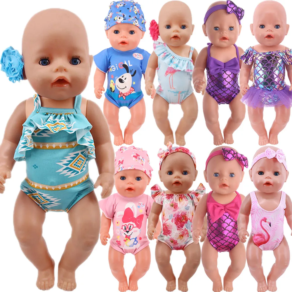 Head Flower Swimsuit Fish Scale Style For 43Cm Baby Items&18