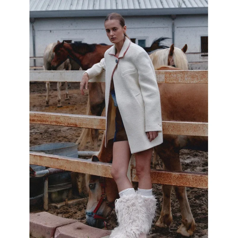 Корейское шерстяное пальто с лацканами Dongdaemune Sensibility для женщин 24 весна-лето 2023