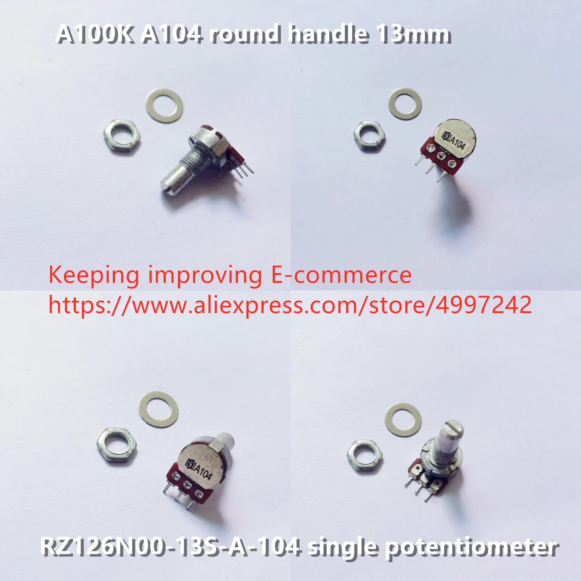 Оригинальный новый 100% RZ126N00-13S-A-104 одинарный потенциометр 3pin A100K A104, круглая ручка 13 мм (переключатель)