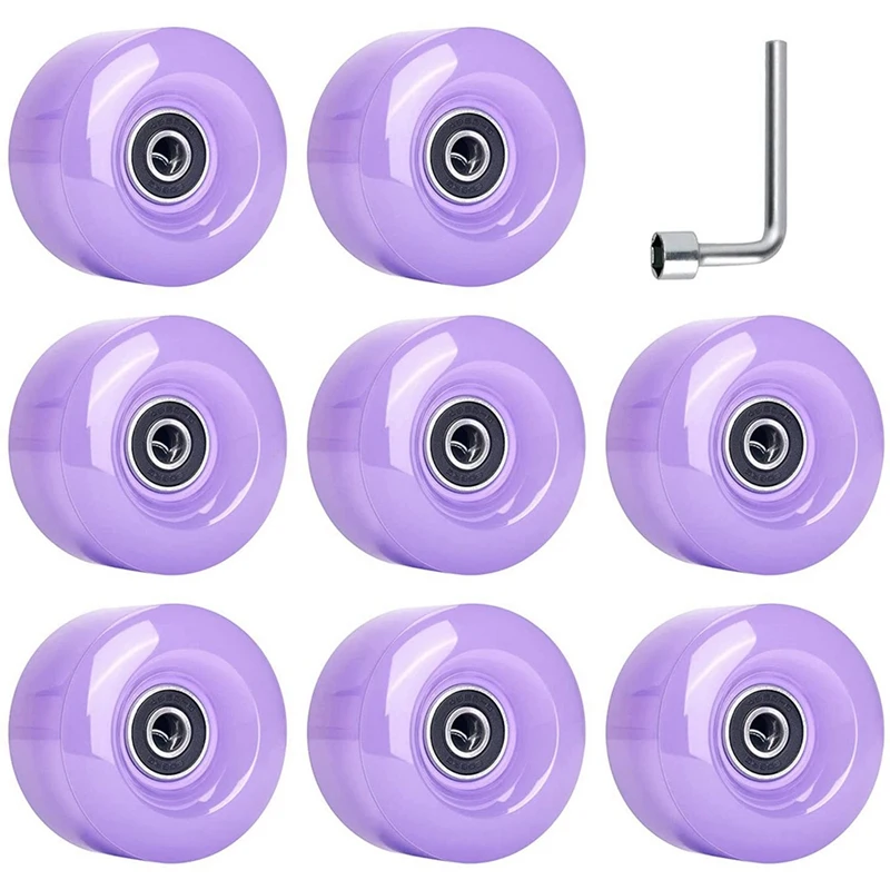 

8 Pack 58X32mm 82A PU Wheel In-Line Pulley Accessories 58X32mm Roller Skate Pulley Translucent Jelly Wheel With Wrench