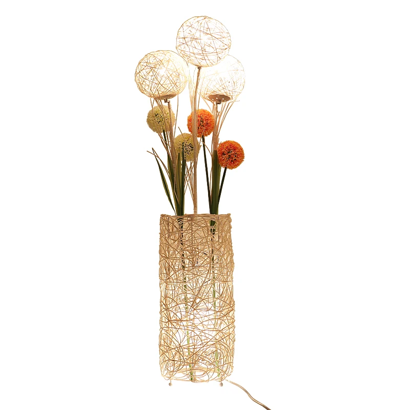 

Rattan Living Room and Tea Room Floor Lamp Chinese Zen Chinese Style Mahjong Lamp Floor Type