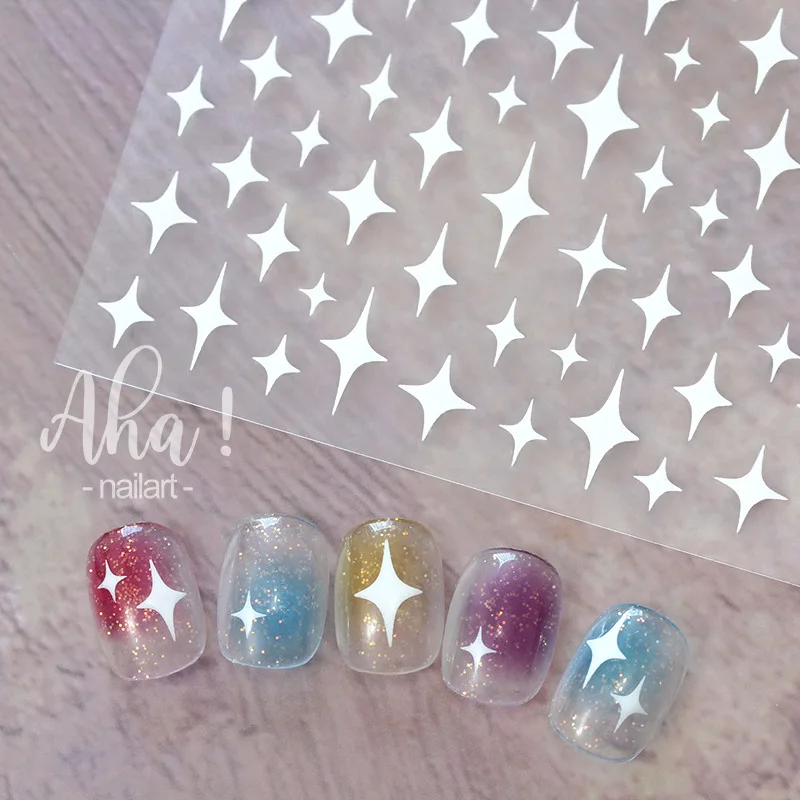 

Moon Star Bronzing Nail Stickers White Black Gold Silver Slider Press on Nails 3D Decoration Decals Designs Manicure Accesorios