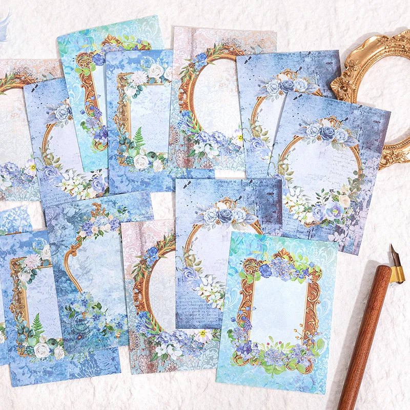

80Pieces Note Pad Table Border ledger Flower Sticky Vintage Mirror DIY Book Handmade Plant Decoration Collage Paper 11*8CM