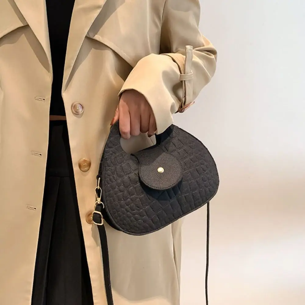 Solid Color Shoulder Bag Felt Crossbody Bags for Women Trendy Portable Purses for Ladies Female Party