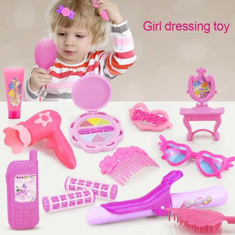 

25/32PCS Pretend Play Kid Make Up Toys Pink Makeup Set Princess Hairdressing Simulation Plastic Toy For Girls Dressing Cosmetic