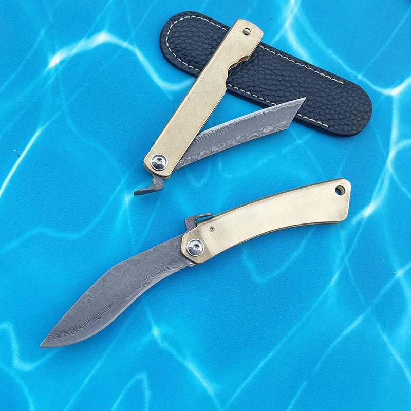 Мини карманный нож Higonokami дамасский Balde Повседневный для кемпинга портативный