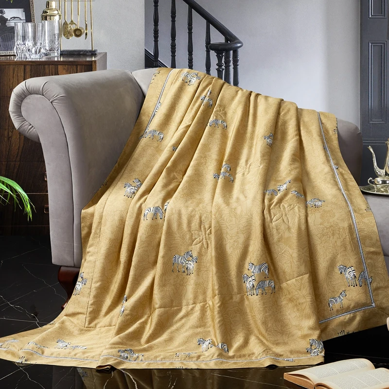 

Современное цветочное перкальное одеяло 60s из египетского хлопка, стеганое покрывало