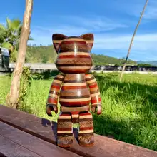 NY@BRICK カリモク HORIZON 400% Horizontal And Vertical Cat 26cm Highly Solid Wood Handmade Trendy Toy Doll With Rotatable Joints