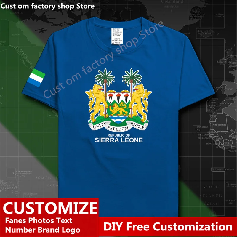 

Sierra Leone Leonean Country T shirt Custom Jersey Fans DIY Name Number Brand LOGO Tshirt Fashion Hip Hop Loose Casual T-shirt