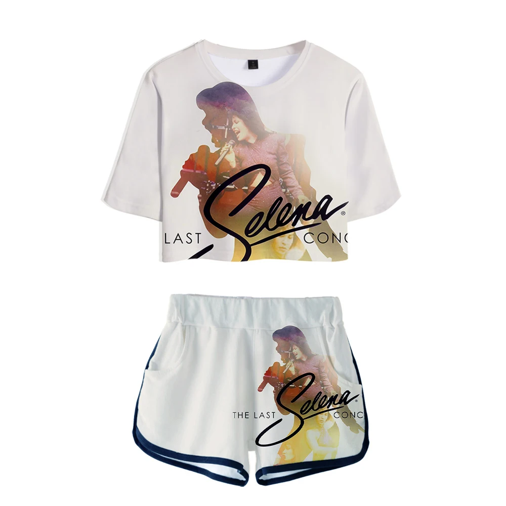 Фото Selena Quintanilla Duas Женский короткий комплект — футболка с мягкой эластичной резинкой на талии и популярные шорты Kawaii Y2K Женский повседневный комплект Спортивная одежда №1