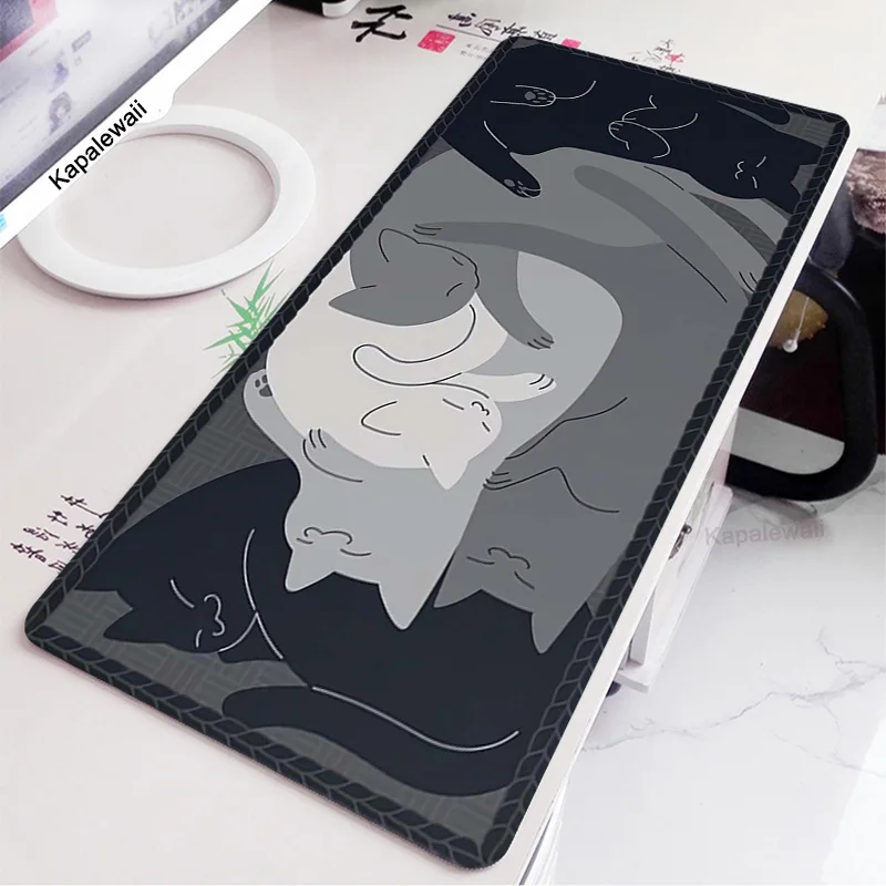 

Kawaii Cat Mouse Pad Pink 100x50 Black and White with Cats Xxl Desk Mat Catpaw Large Computer Slipmat Anime Accessories Mousepad