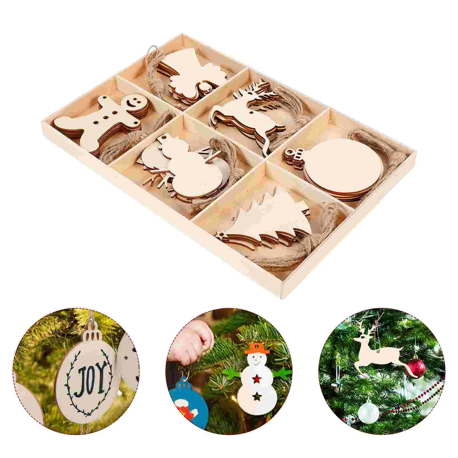 

30pcs Christmas Tree Winter Ornament Xmas Diy Crafts Unfinished Holiday Chips Blank Paintable Christmas Ornament