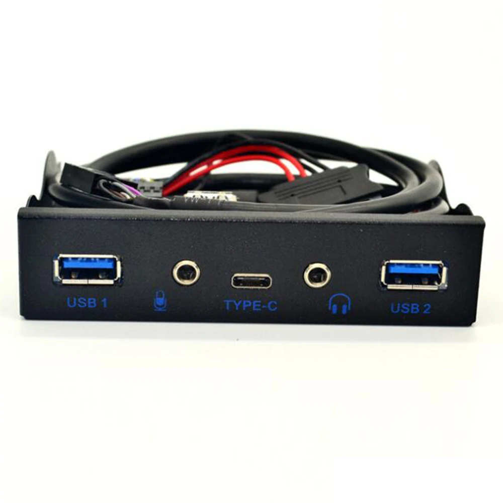 

5 Ports USB 3.1 TYPE-C Hub Spilitter USB3.0 USB-C Front Panel HD Audio With Power Cable For PC Desktop 3.5 Inch Floppy