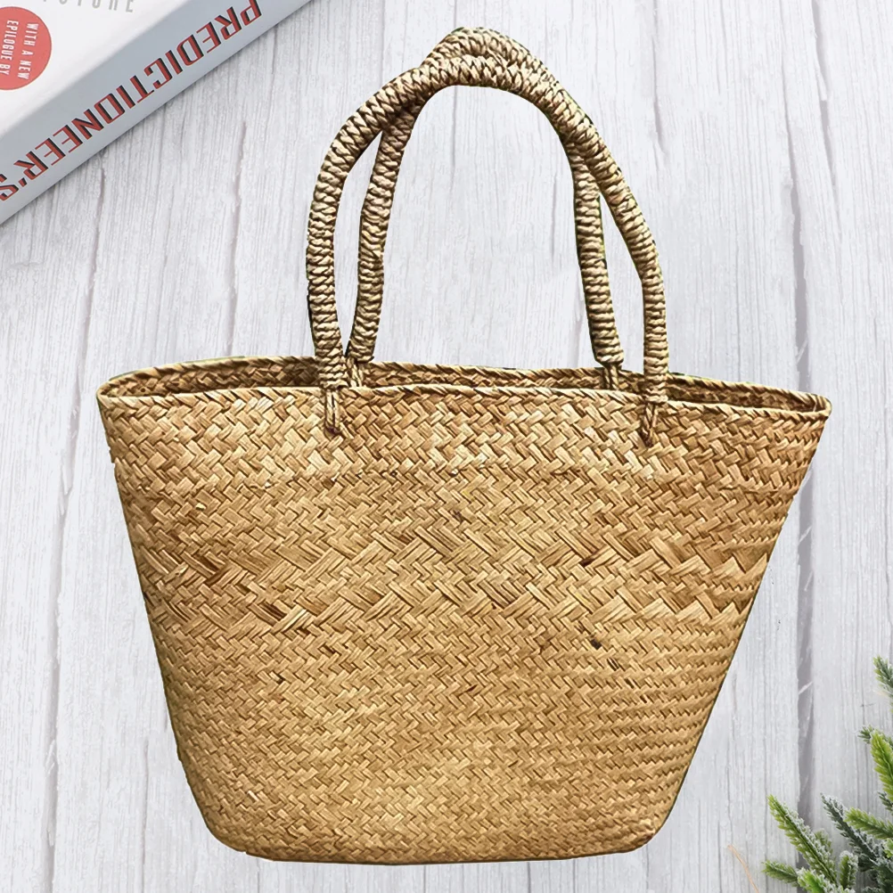

Wicker Baskets With Handle Woven Seagrass Flower Basket Garden Container Hand- Held Basket Picnic Pot Cover