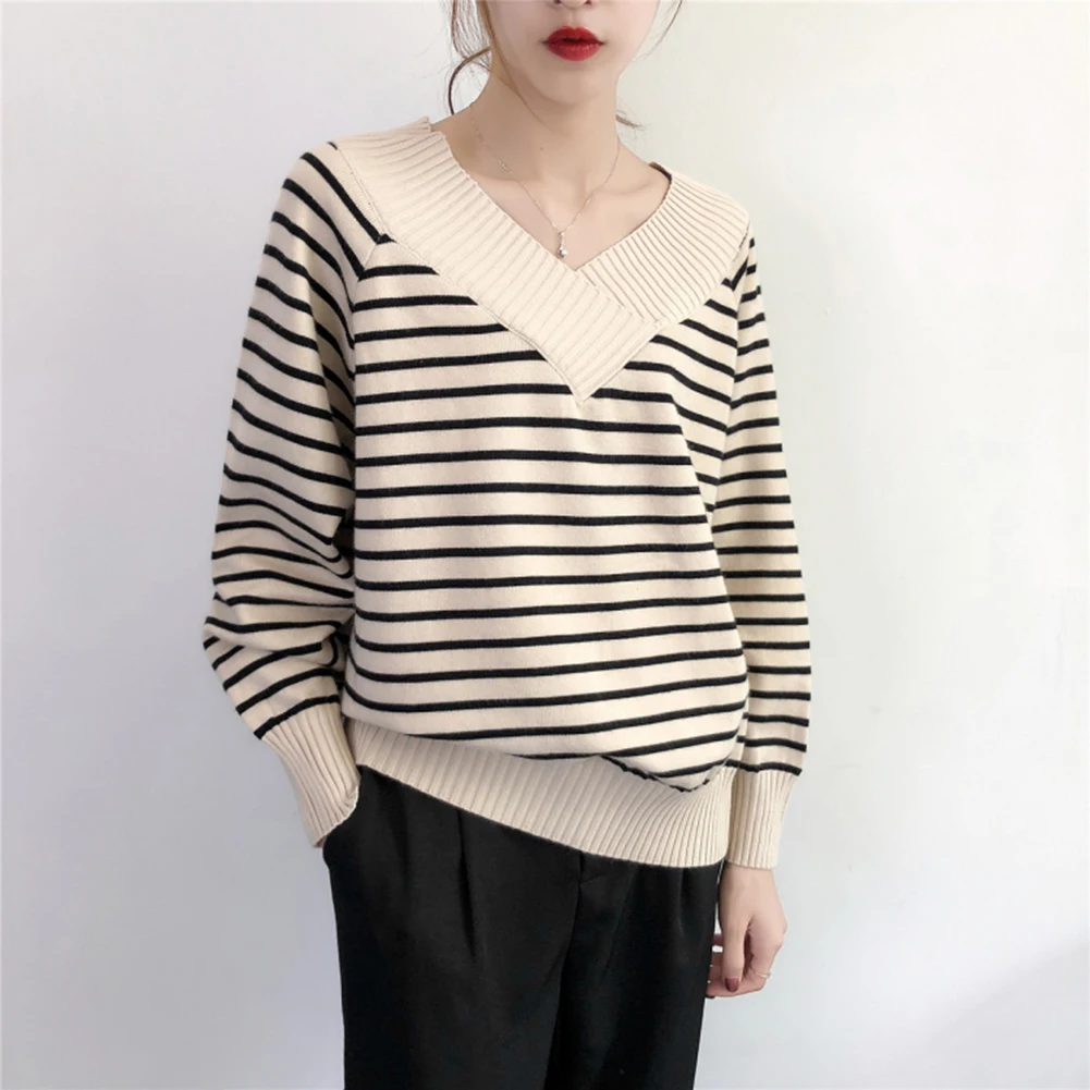 

2019 New Autumn Winter Pullovers Casual Solid Color Simple Knitted Sweater Slim Long Sleeve Casual Ladies Tops One Size