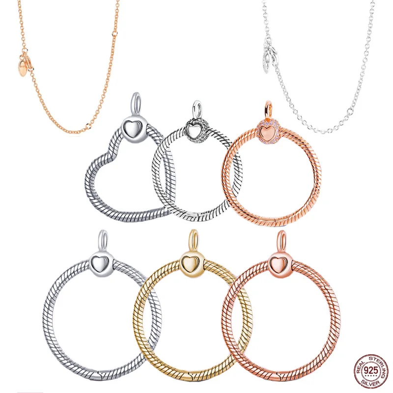 

Hot selling925sterling silver minimalist heart-shaped O star pendant suitable fits original Pandora necklace DIY pendant jewelry