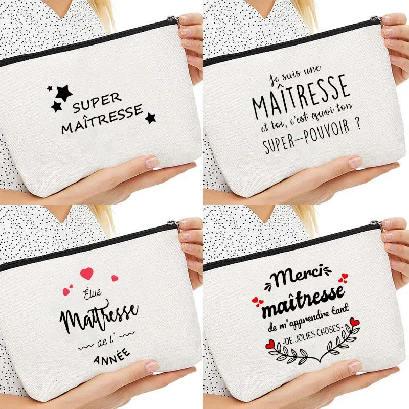 Косметичка с французским принтом Женский чехол для макияжа дорожный органайзер