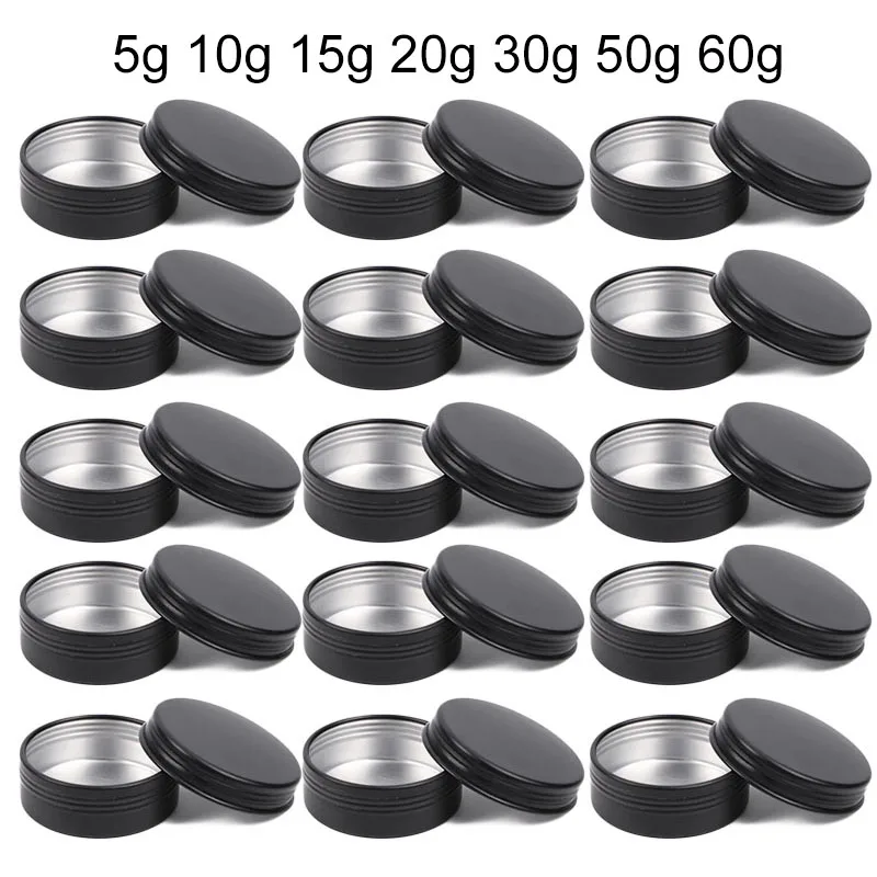 50Pcs Black Empty Candle Jars with Lid Wholesale 5/10/15/20/30/50/60g Aluminum Tin Can Metal Box Lip Balm Skincare Container