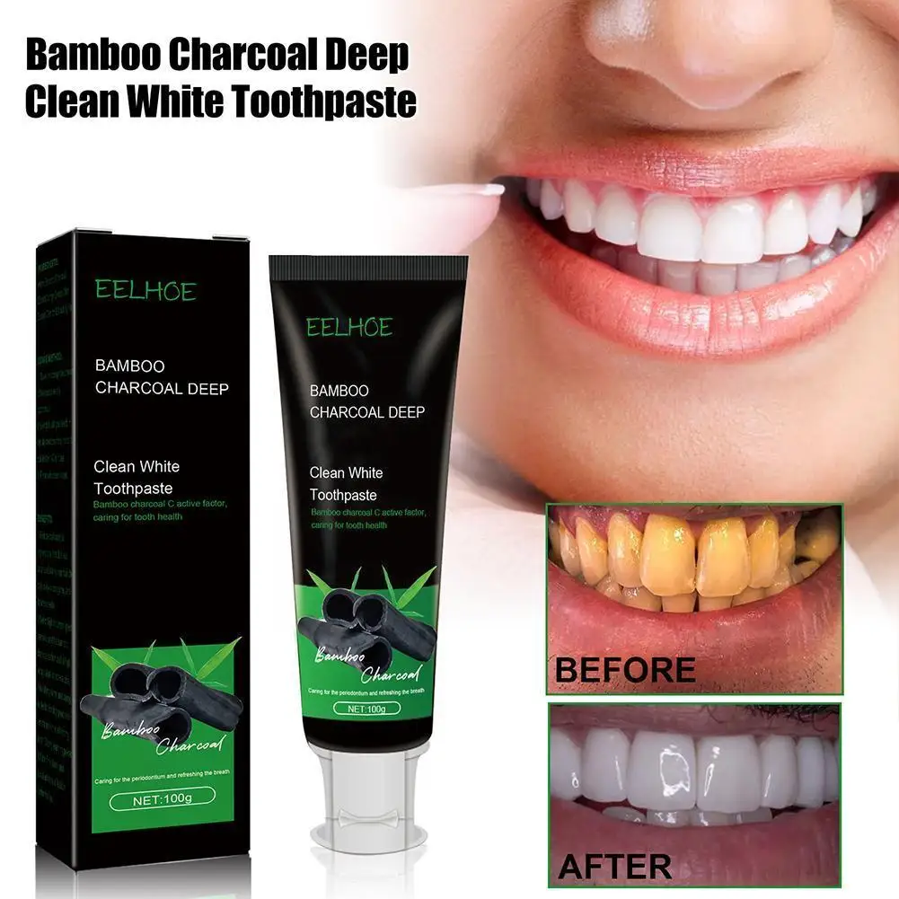 

Organic Activated Charcoal Toothpaste Teeth Whitening Natural Mint Care Tooth Breath Bamboo Adult Paste Oral 100G Fresh S3X2