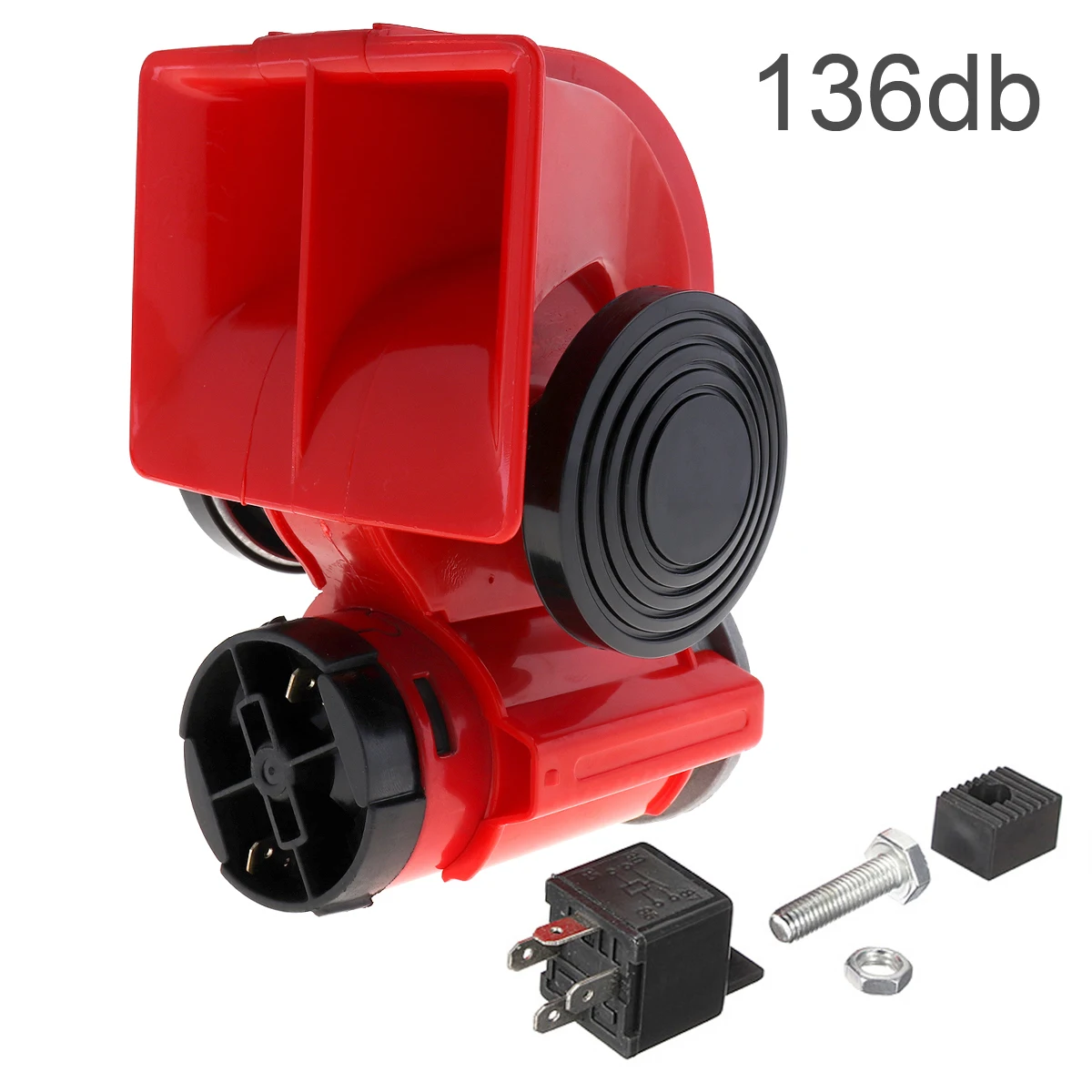 

1 Pc 12V 20A-30A 136db Red ABS Snail Compact Air Horn with Relay Fit for Car Truck Motorcycle Boat RV Lorry Yacht SUV Motorbike