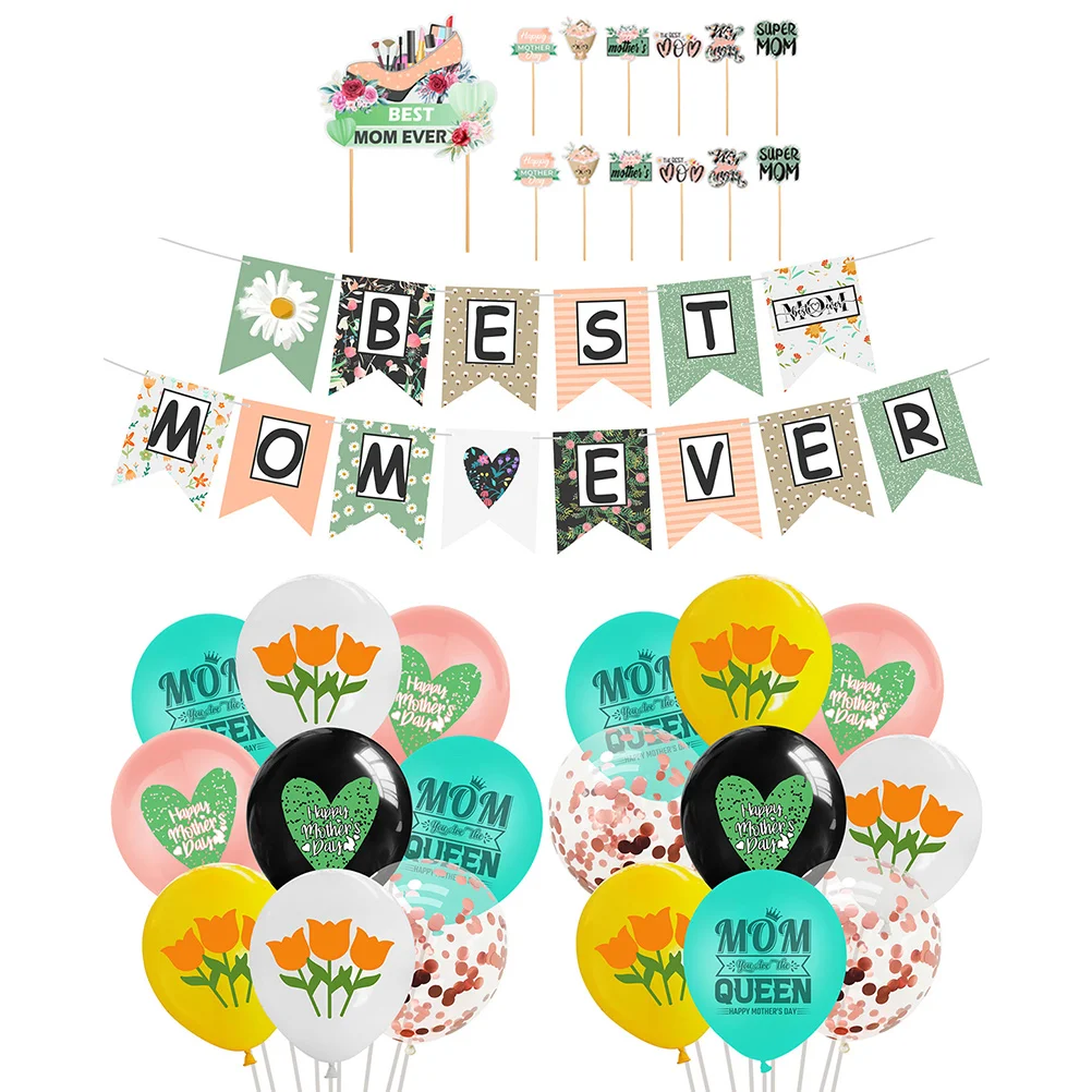 

1 Set of Decorative Party Banner Festival Cupcake Topper Delicate Party Balloon Party Supply