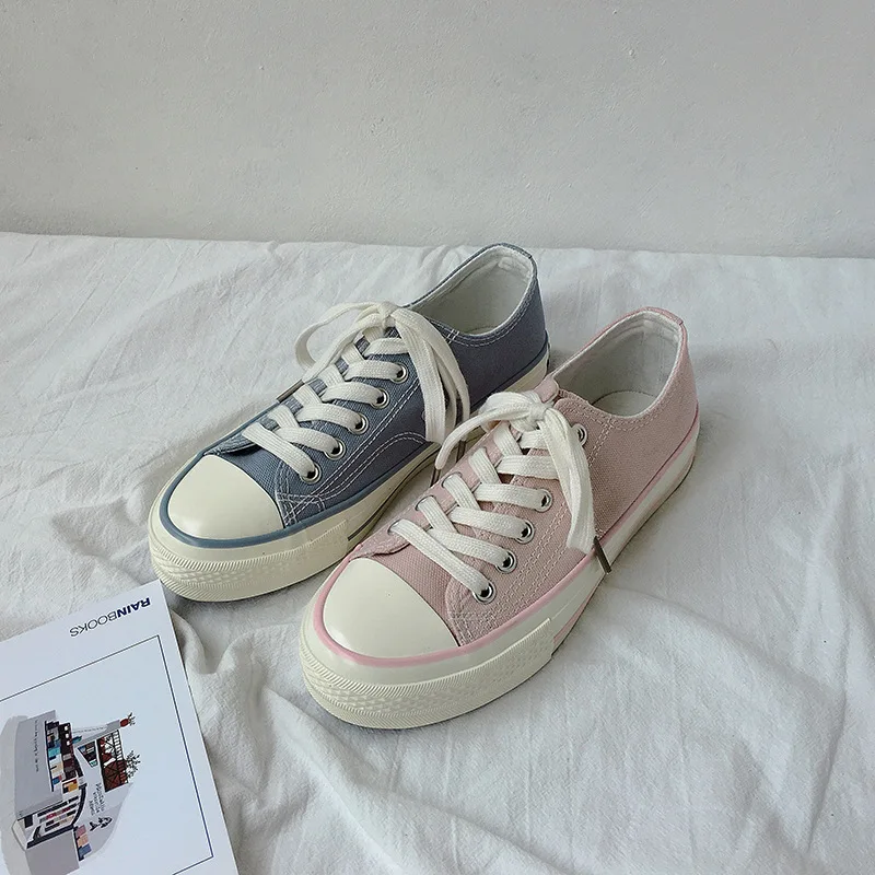 Summer New Sky Blue Low Top Canvas Shoes for Women Fairy Powder Casual Sports Shoes Fashionable 1970s Canvas Shoes for Women