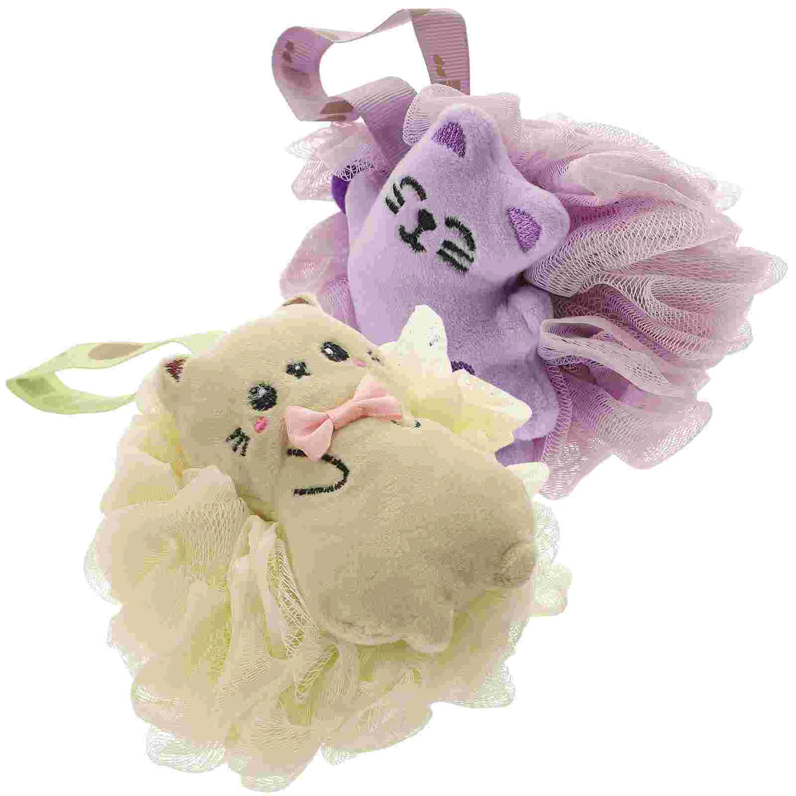 

2 Pcs Cartoon Bath Ball Body Exfoliating Shower Sponge Loofahs Wash Foam Scrubber Flower Bathing Skin Cleaning