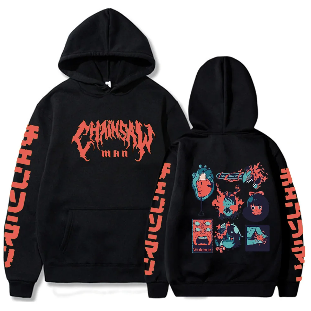 

Hot Anime Hoodies Chainsaw Man Hooded Sweatshirts Fleece Streetwear Sweatshirt Print Oversized Clothes Loose Pullover Women Men