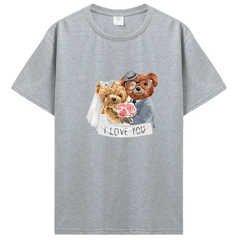 Футболка Мужская/женская с коротким рукавом и принтом медведя