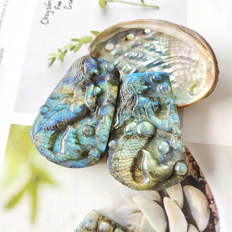

Natural Gems Labradorite Mermaid Quartz Carving Crystal Healing Reiki Gemstones For Home Decoration Stones