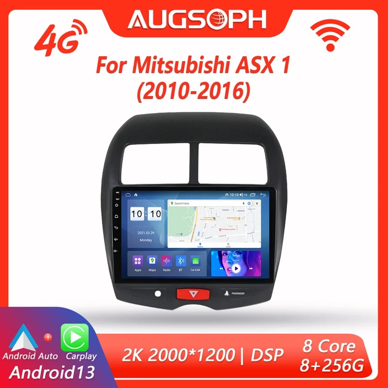 Автомобильный радиоприемник Android 13 для Mitsubishi ASX 1 2010-2016 10 дюймов мультимедийный