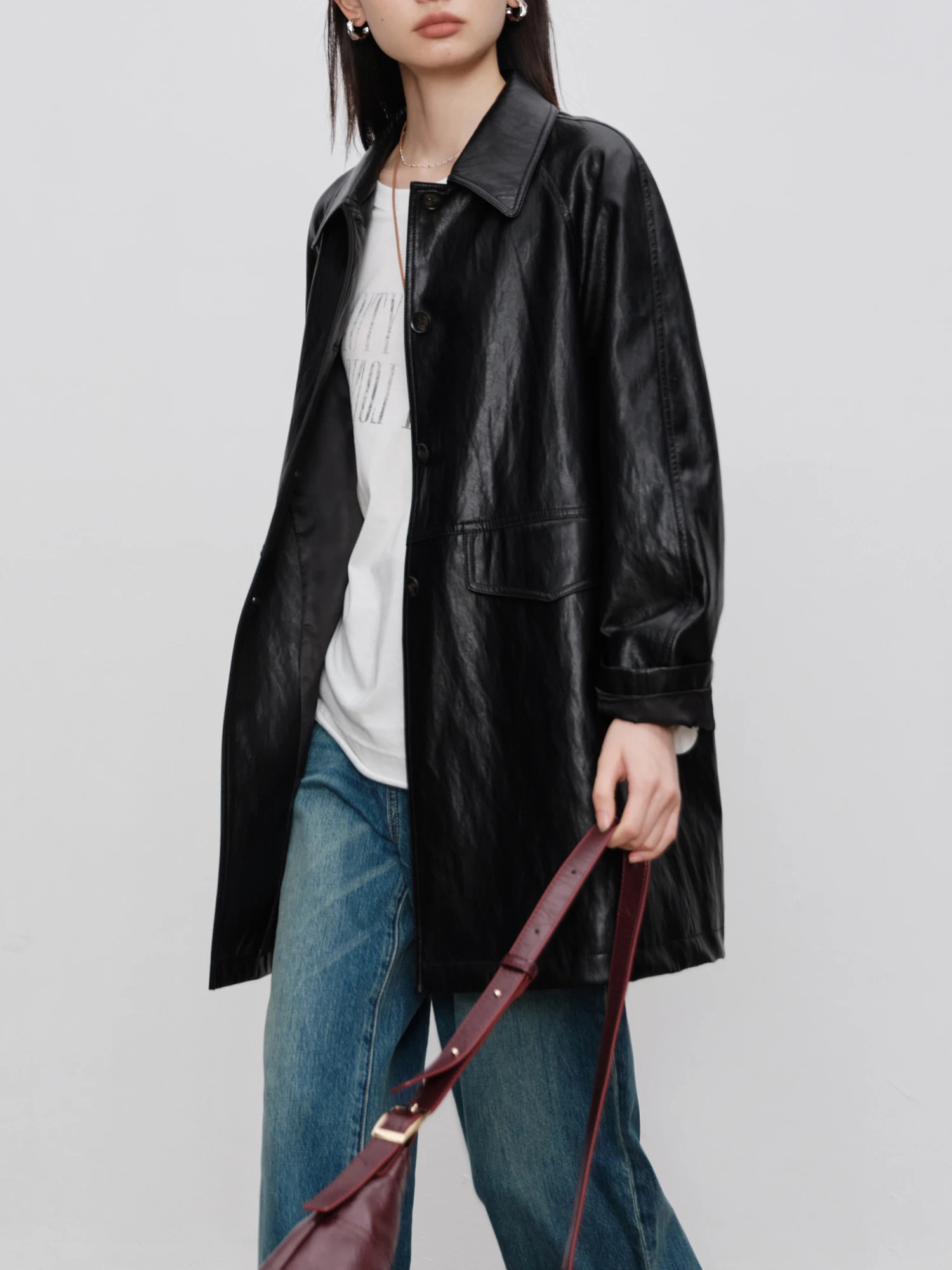 Куртка ZIQIAO Petite из искусственной кожи в американском ретро-стиле женская верхняя