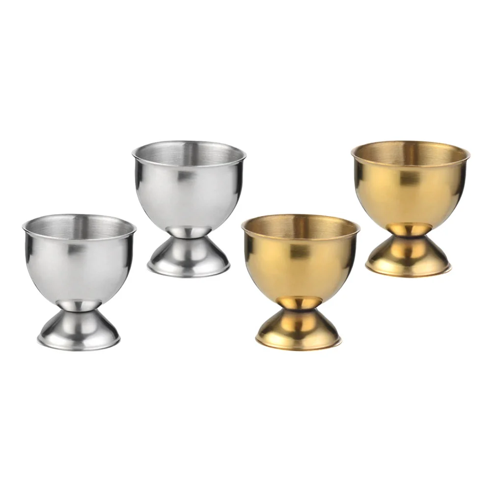

4Pcs Stainless Steel Egg Cup Decorative Egg Stand Small Egg Stand for Storage Hotel Home Drinking