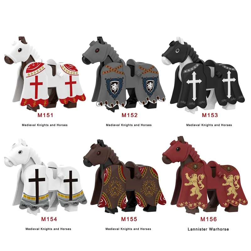

Конструктор MOC средневековый военный, Lannister, Warhorse, блоки для сборки Львов, рыцарей, крепление, бронированные лошади, игрушки, подарок для мальчиков