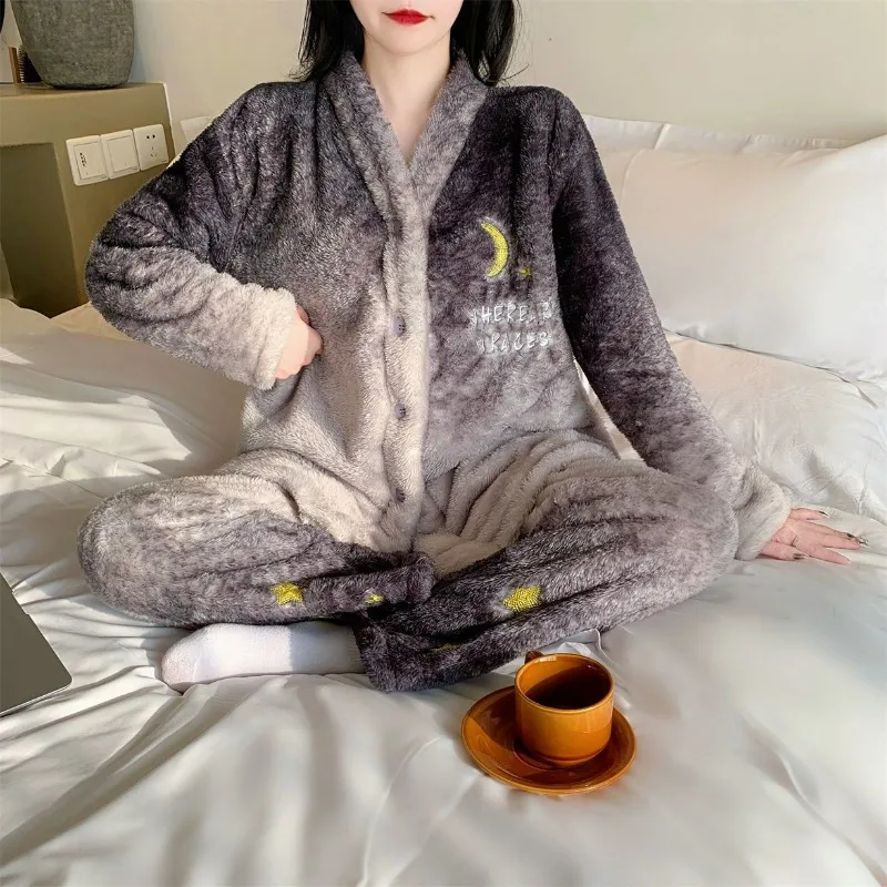 Высококачественная Пижама 】 толстых мм свободная тонкая коралловый бархат