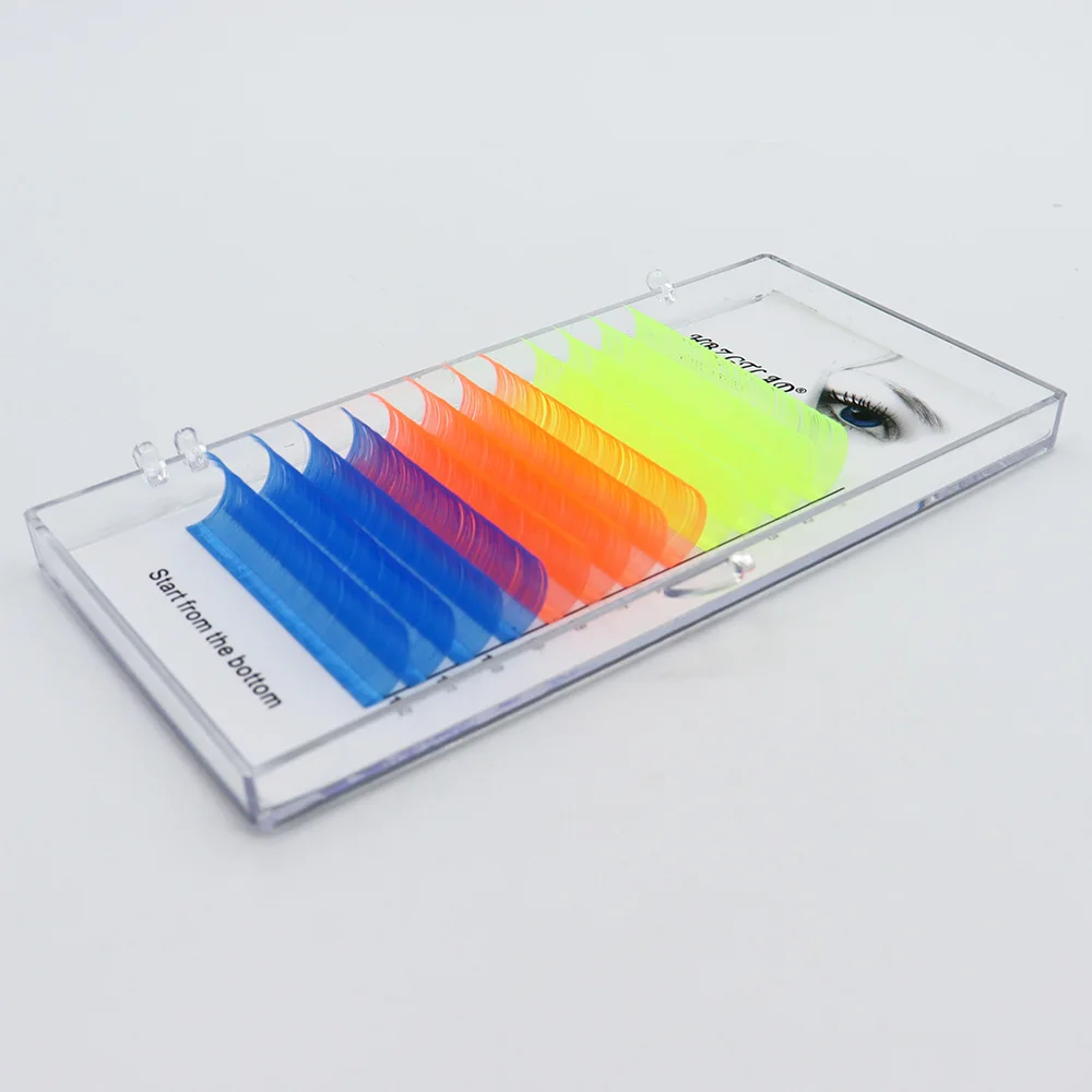 Разноцветные люминесцентные ресницы красочные светящиеся прививные накладные