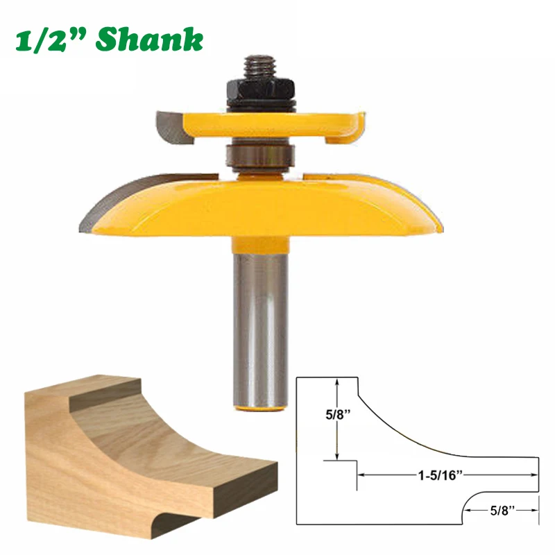 

1PC 1/2" 12.7MM Shank Milling Cutter Wood Carving Raised Panel Router Bit with Backcutter Cove 3-1/4 Tenon Bit Woodwork Cutter