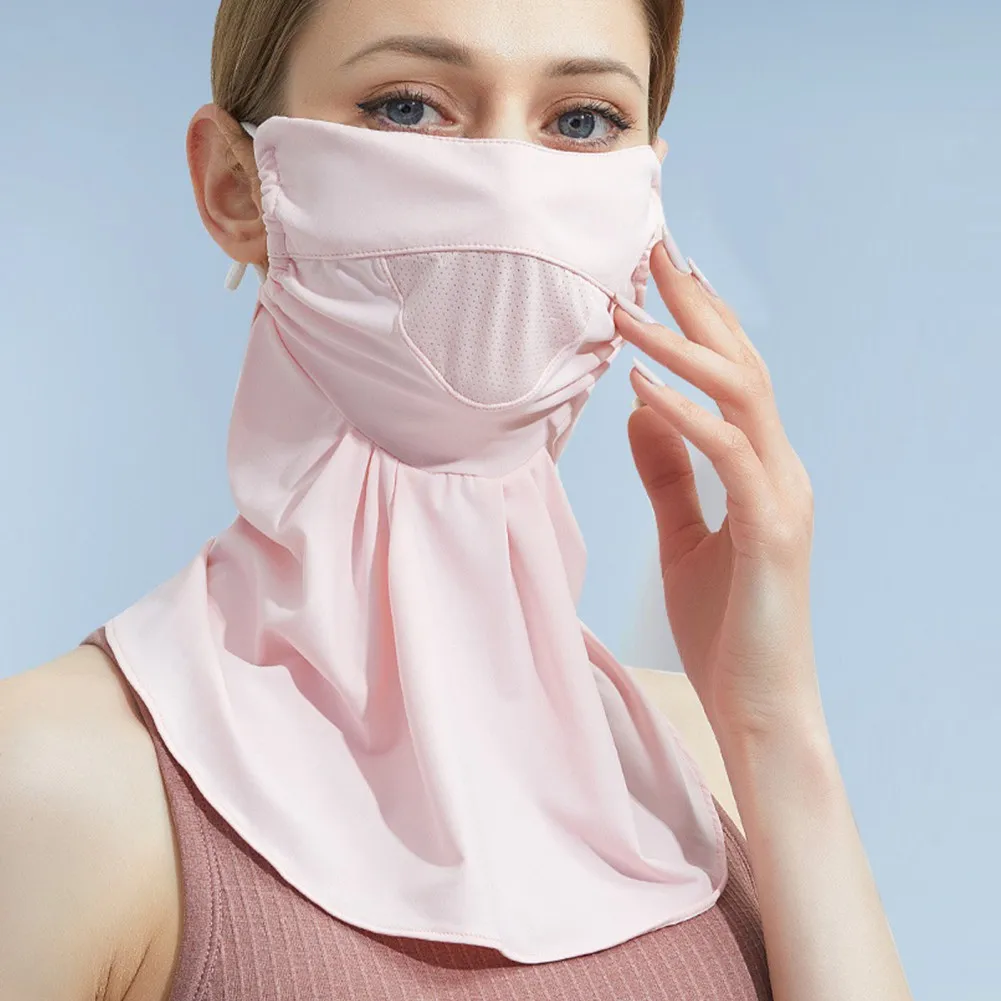 

New Face Cover Woman Sunscreen Riding Mask Face Neck Protector Sunshade Anti-UV Ice Silk Cold Feeling Ear Scarf Tropical Veil