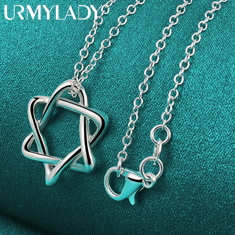 

URMYLADY 925 Sterling Silver Star 16-30 Inch Pendant Necklace For Women Wedding Engagement Fashion Jewelry
