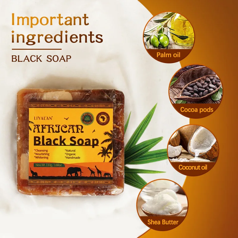 100% Natural African Black Soap Magic Anti Rebelles Beauty Bath Body Treatment Acne Skin Beauty Black Soap Anti Taches Skin Care