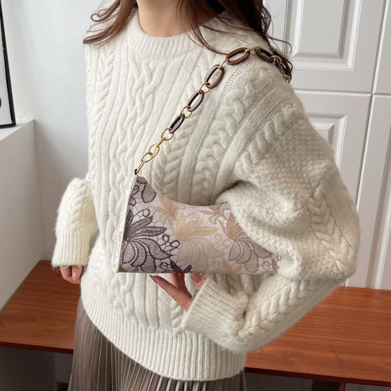 

Сумка на плечо женская с винтажным принтом, маленький квадратный саквояж с цепочкой, сумочка для телефона, чемоданчик на плечо