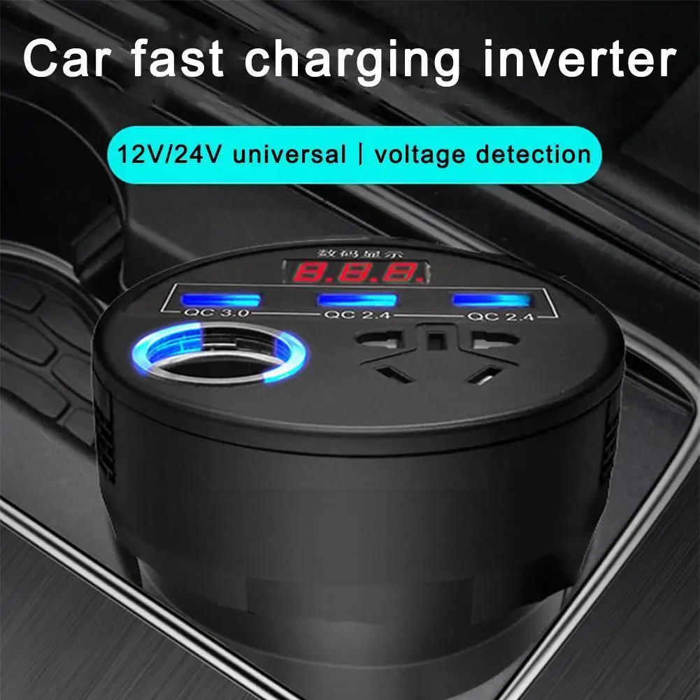 

Car Power Inverter 24V 12v 220v 120W Led Display 3 12 V 220 Inversor V Ports Automotiva USB Lighter Fonte QC3.0 Cigarette U6J1