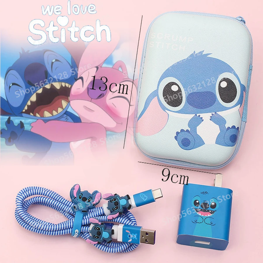 

Stitch Disney Storage Carrying Hard Earphone Bag Case Anime Stich Headphone Box Earbuds Memory Card Protection Bags Gift