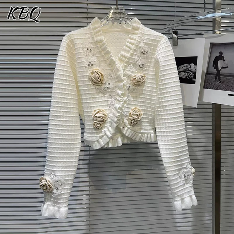 KBQ однотонные вязаные свитера с аппликацией для женщин однобортный