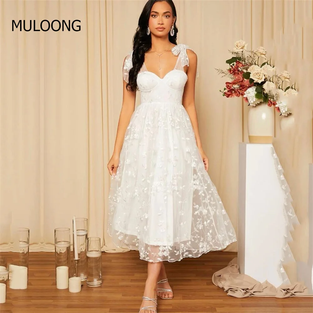 

MULOONG Elegant Sweetheart Sleeveless Pleat Lace Appliques Wedding Dress Floor Length Sweep Train A Line Gowns Vestidos De Novia