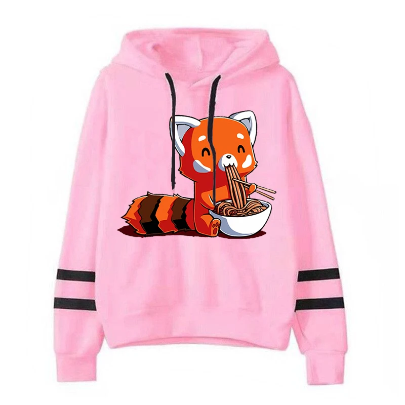 

Толстовка с принтом японского аниме «панды едящая лапша», топы с круглым вырезом, женская одежда, повседневная толстовка, милые красные тол...