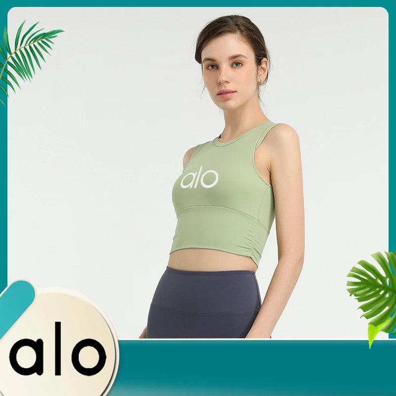 

Alo Yoga 2022 New Breathable Tight Yoga Vest Women's 3 colors Double-sided Sanding Running Fitness Sports Underwear Workout Top